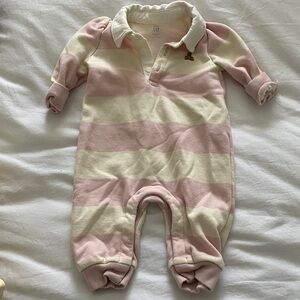 GAP Pink and Cream Striped Footed One-Piece